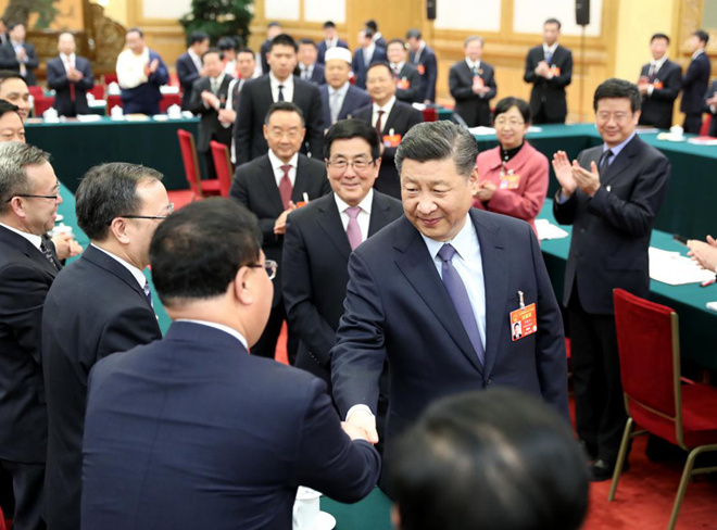 2019年3月7日，習近平參加十三屆全國人大二次會議甘肅代表團的審議。